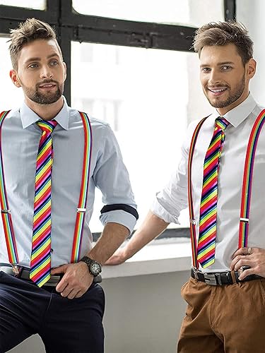 Miniatura 2 de Juego de tirantes y corbatín SATINIOR con clip de los 80 para hombres y mujeres