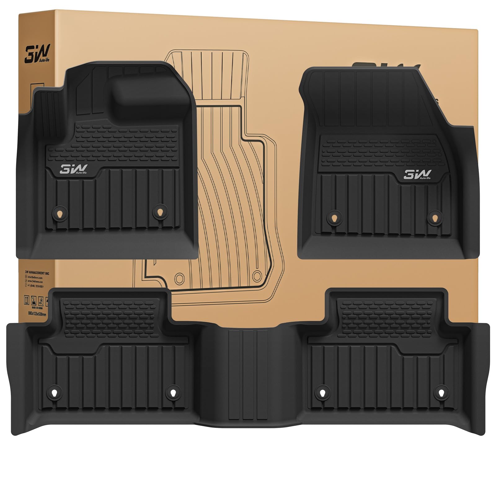 3W Alfombrillas de Coche para Range Rover Evoque L551 2020-2024 2025, TPE Alfombrillas para Todo Tipo de Clima para Range Rover Evoque la 1ª y 2ª Fila Juego Completo, Admite Perros, Accesorios, Negro