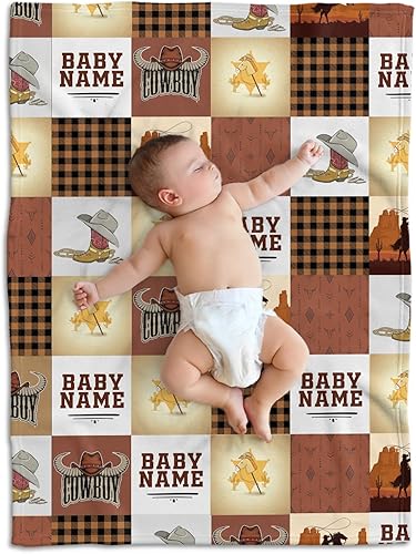 Miniatura 87 de Manta de bebé occidental, mantas de bebé personalizadas para niños, manta de vaquero para niños y niñas, manta de felpa personalizada con nombre