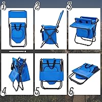 Vista 5 de Jerify Silla de pesca de 2 piezas con bolsa enfriadora, taburete de pesca compacto plegable multifuncional, silla de caza, taburete portátil con Azul