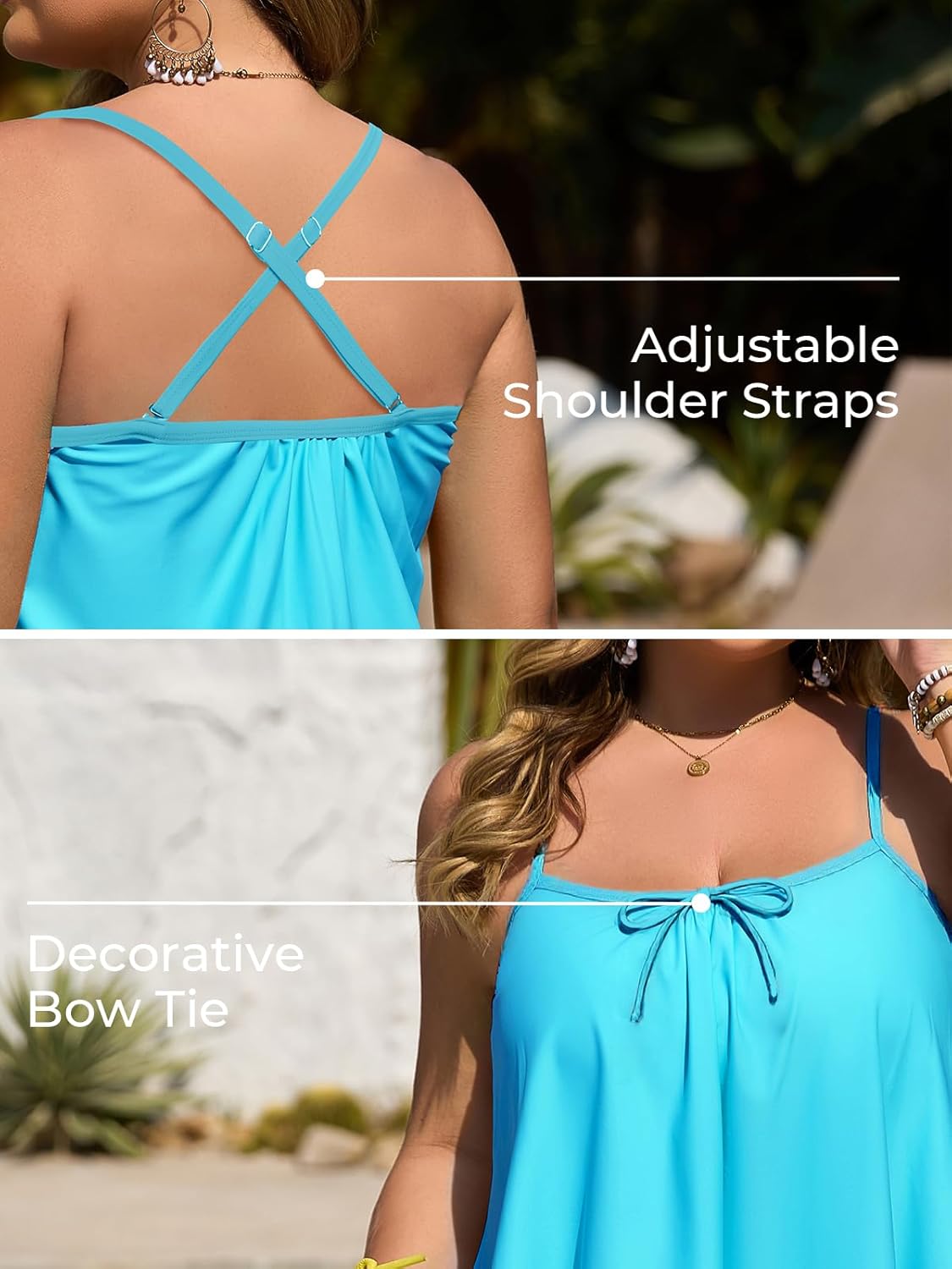 Summer Mae Plus Size Swimsuits for Women Two Piece Tankini Sets Tummy Control Bathing Suit Swimwear with Shorts - Image 5