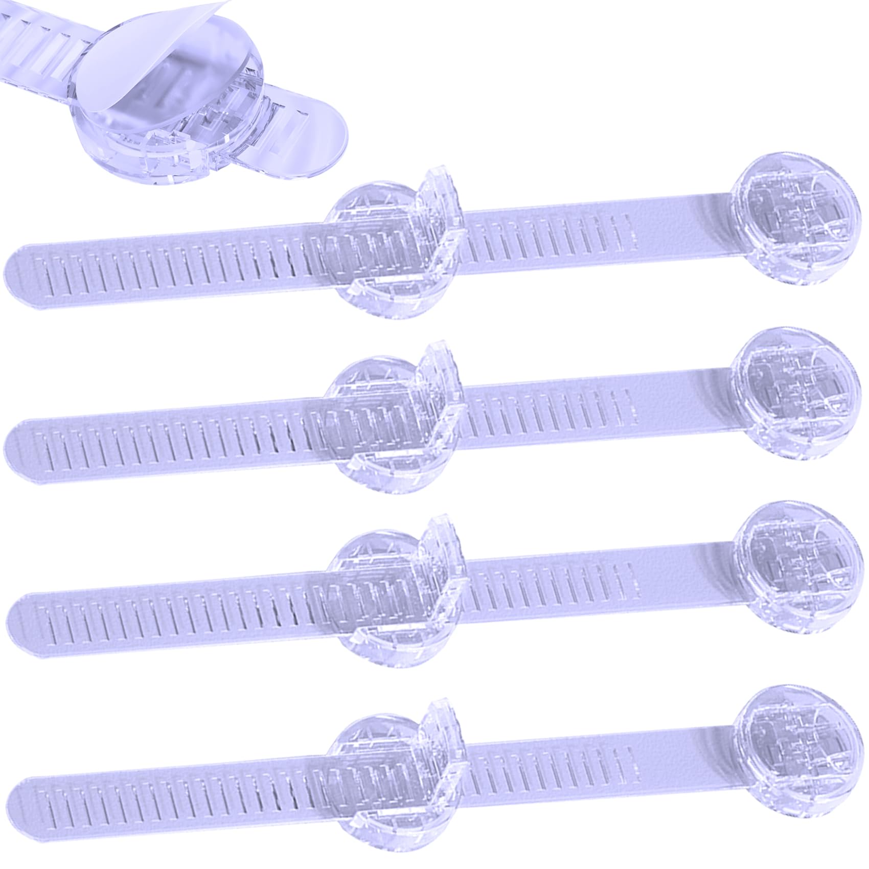 Loquet de porte pour chat réglable - Lot de 4 sangles pour litière et placards