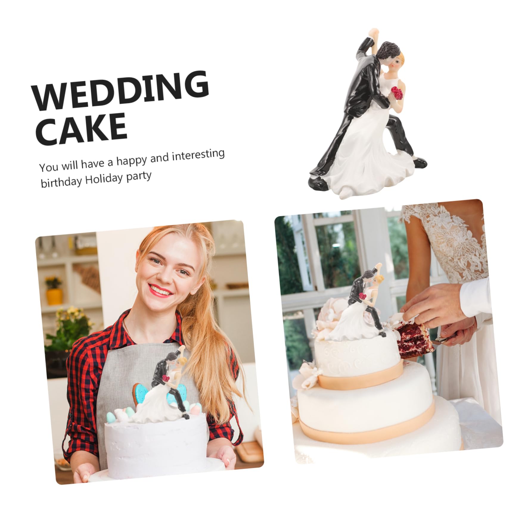 INOOMP 2 Pezzi Decorazione per Torte Nuziali con Sposini Cake Topper per Matrimoni Accessorio Leggero e Ornamentale per Torte Tematiche per Nuziali