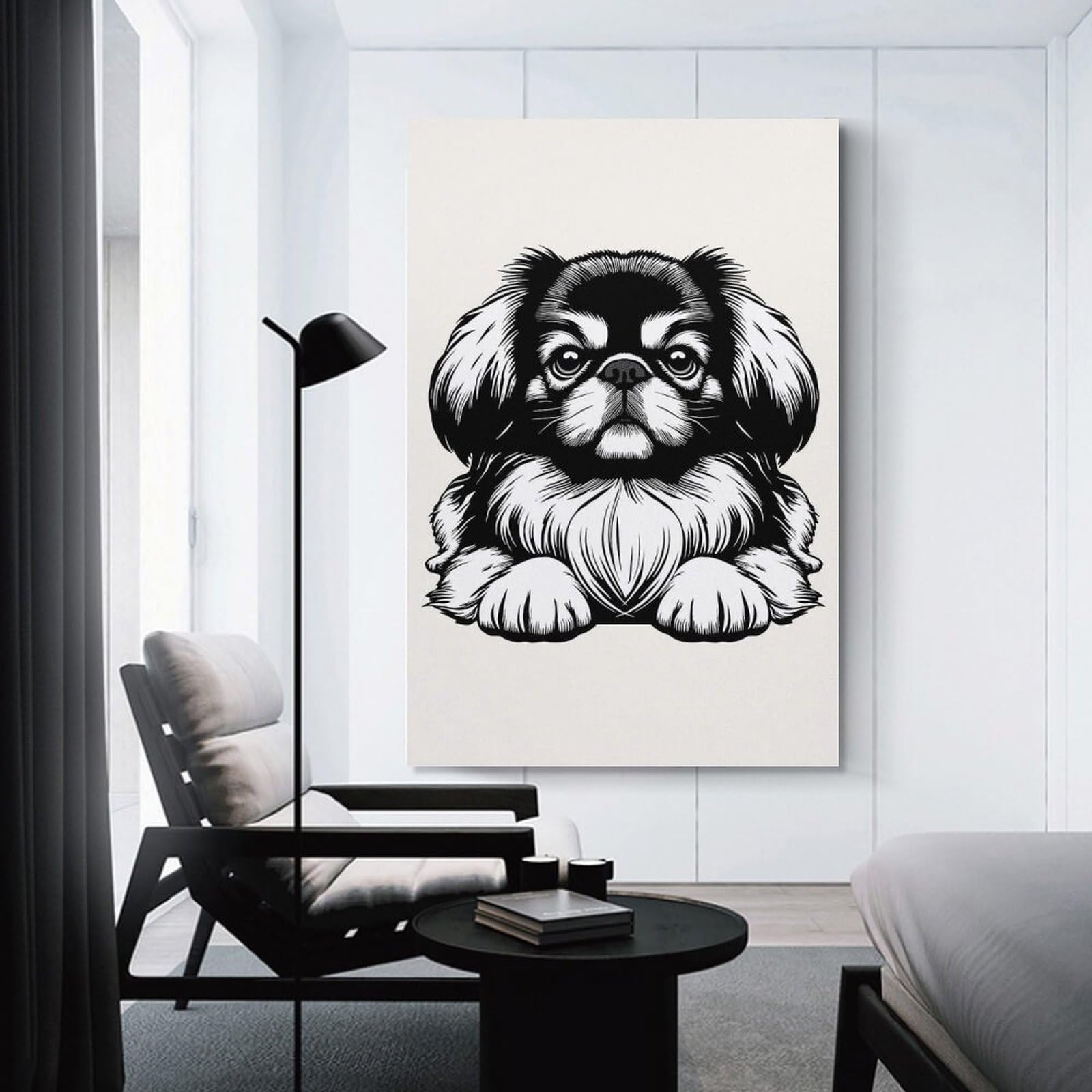 Junmoney Room Decor Wall Art The Pekingese, 20x30inch(50x75cm), for Gallery Wall Layouts in Home Or Office, Home Wall Art for Statement Displays