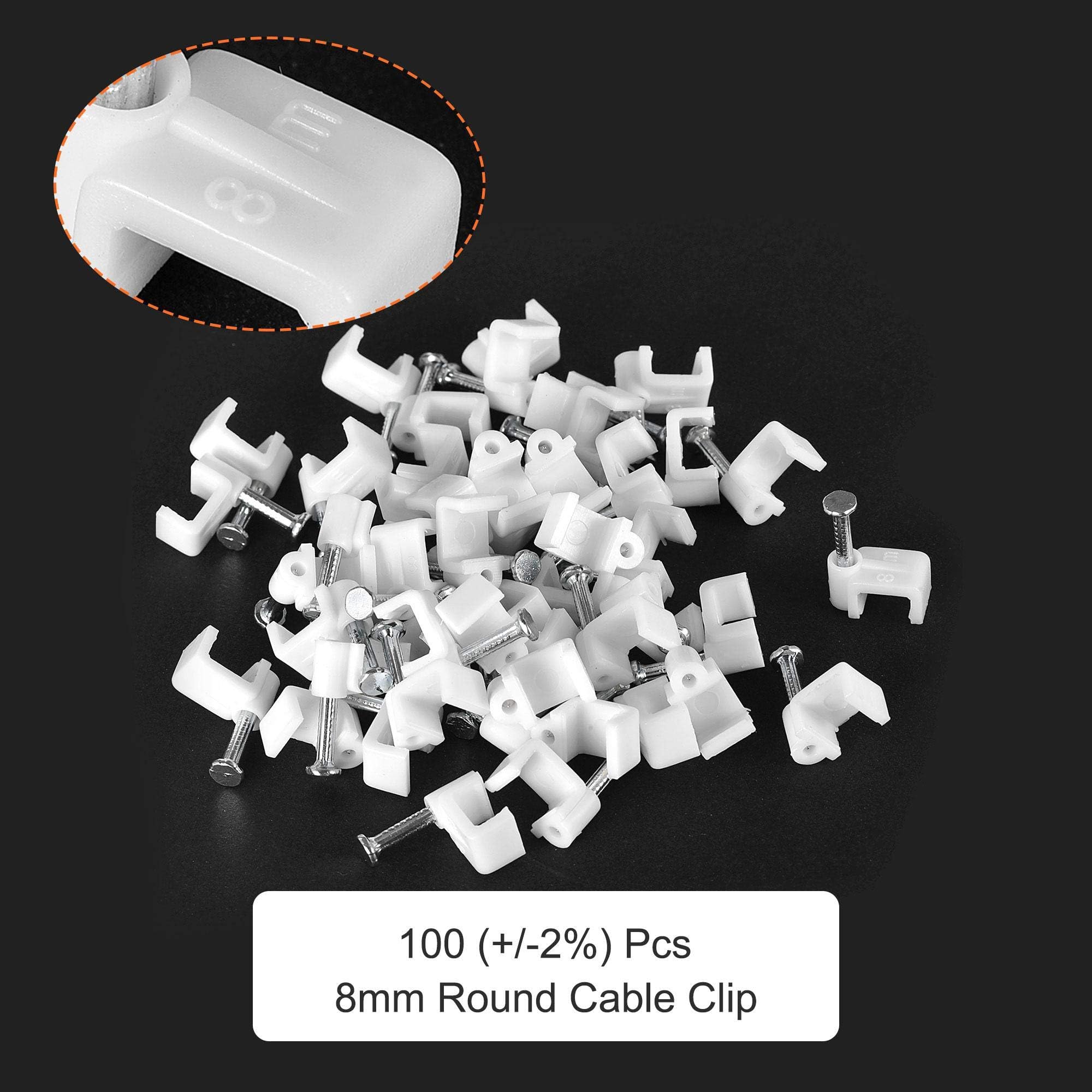 TA-VIGOR 100Pcs Round Cable Clips, 8mm Electrical Cable Wall Clip - Image 3