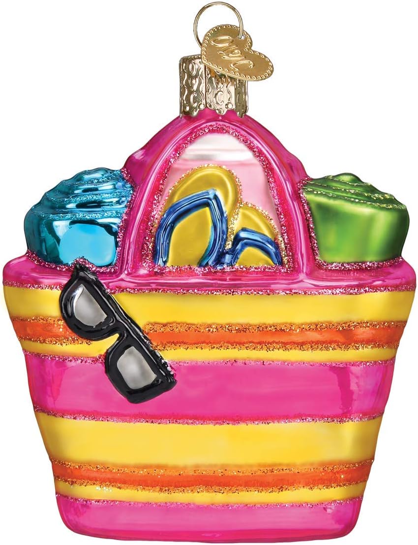 Old World ChristmasBeach Bag Glass Ornament FREE BOX 32415 New