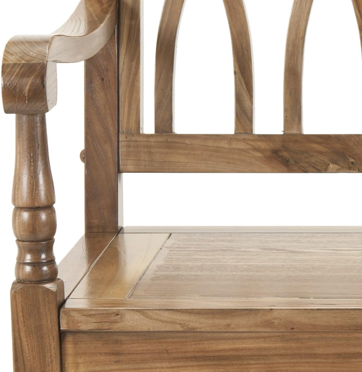 SAFAVIEH Furniture - Benjamin Bench - Oak - Solid Wood - Farmhouse High-Back Design - Ideal for Entryway, Living Room, Dining Room, 17.1" Seat Height (AMH6500E)