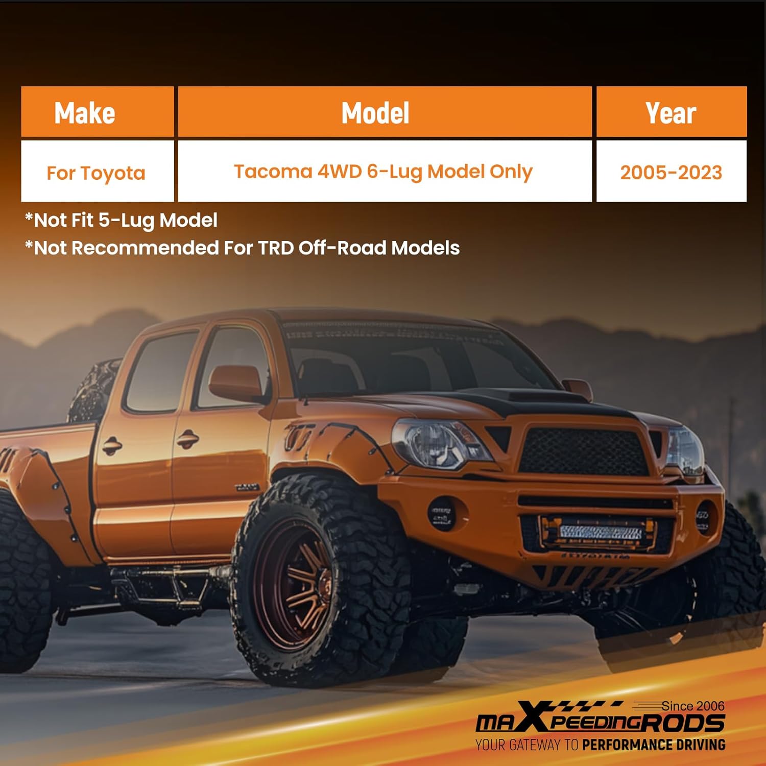 maXpeedingrods 3" Lift Leveling Kit for Toyota Tacoma 2005-2023 6-Lug 4WD, Aluminum Front Spacer, Pickup Truck Suspension Lift w/Differential Drop Kit