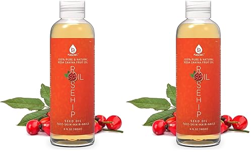 Pursonic Aceite de rosa mosqueta para cara, uñas, cabello y piel, 6 onzas (paquete de 2)