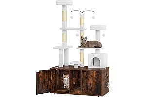 DWVO Double Cat Litter Box Enclosure with Cat Tree