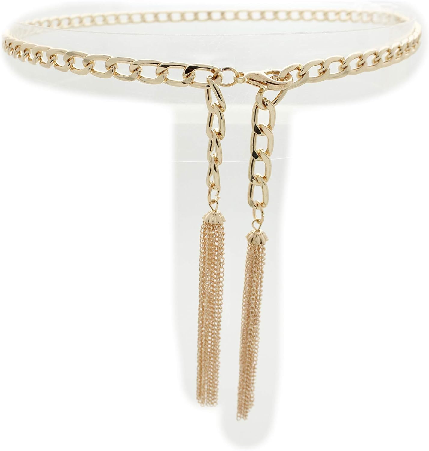 Trendy Fashion Jewelry Women Skinny Belt Hip High Waist Gold Metal Chains Fringes Tassel Buckle Size M L XL