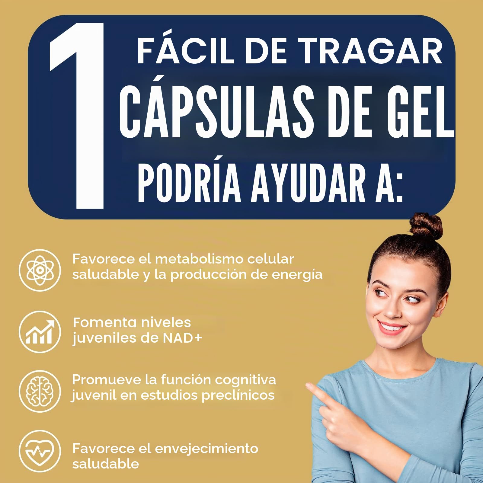 Liposomal NAD+ 500 mg con TMG 250 mg cápsulas blandas, suplemento NAD+ actual para la reparación celular y el metabolismo energético(60 Unidad (Paquete de 3))