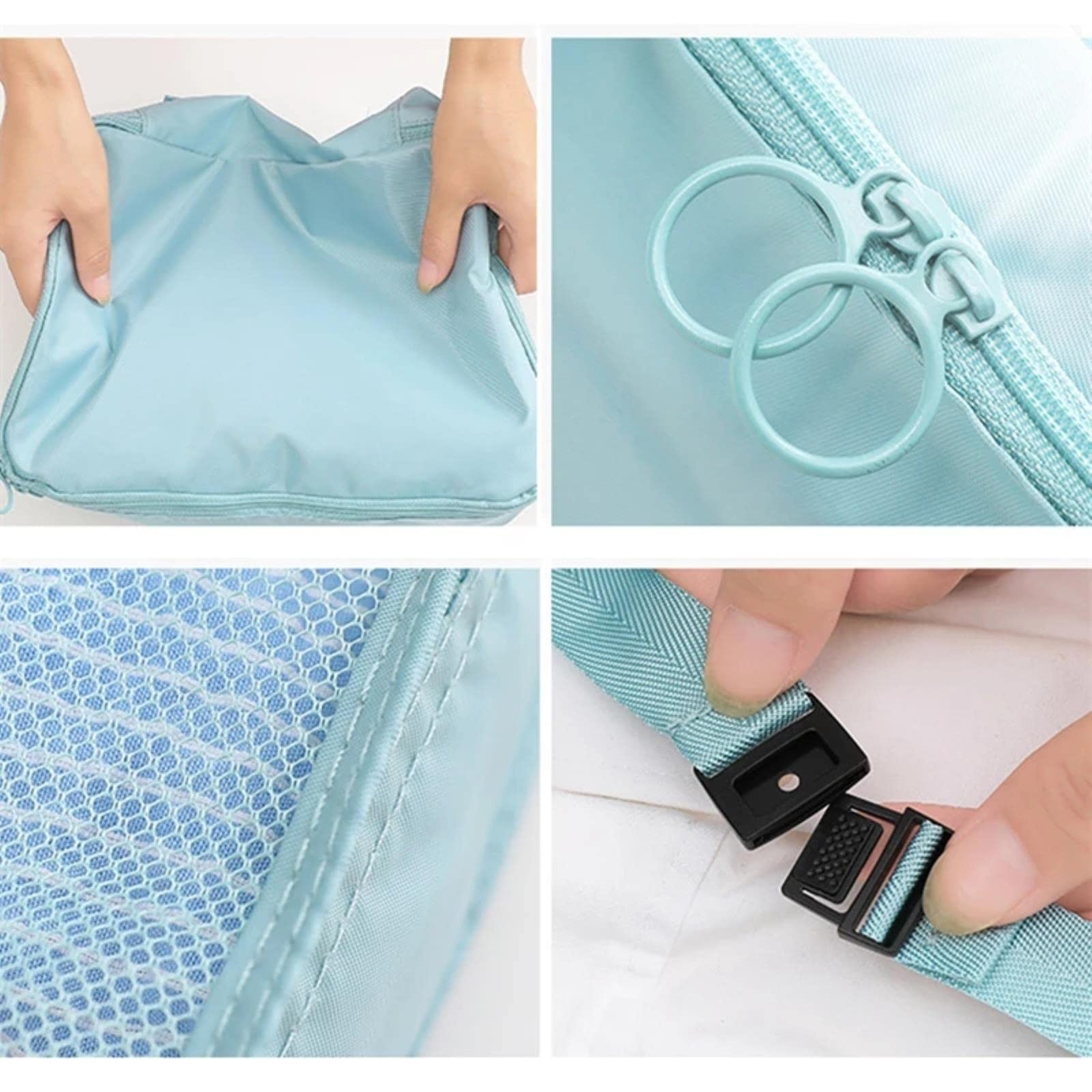 Set da 7 Pezzi Organizzatore da Viaggio Borse portaoggetti Valigia Cubo da imballaggio Bagagli Portatili Custodia per Biancheria Intima-Blu Scuro 7 Pezzi A