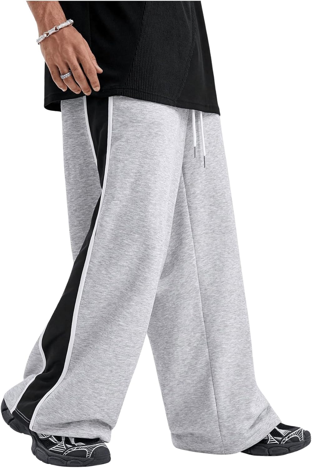 GORGLITTER Men's Y2k Baggy Wide Leg Sweatpants Double Waisted Color Block Track Sweat Pants Casual Work - Image 4