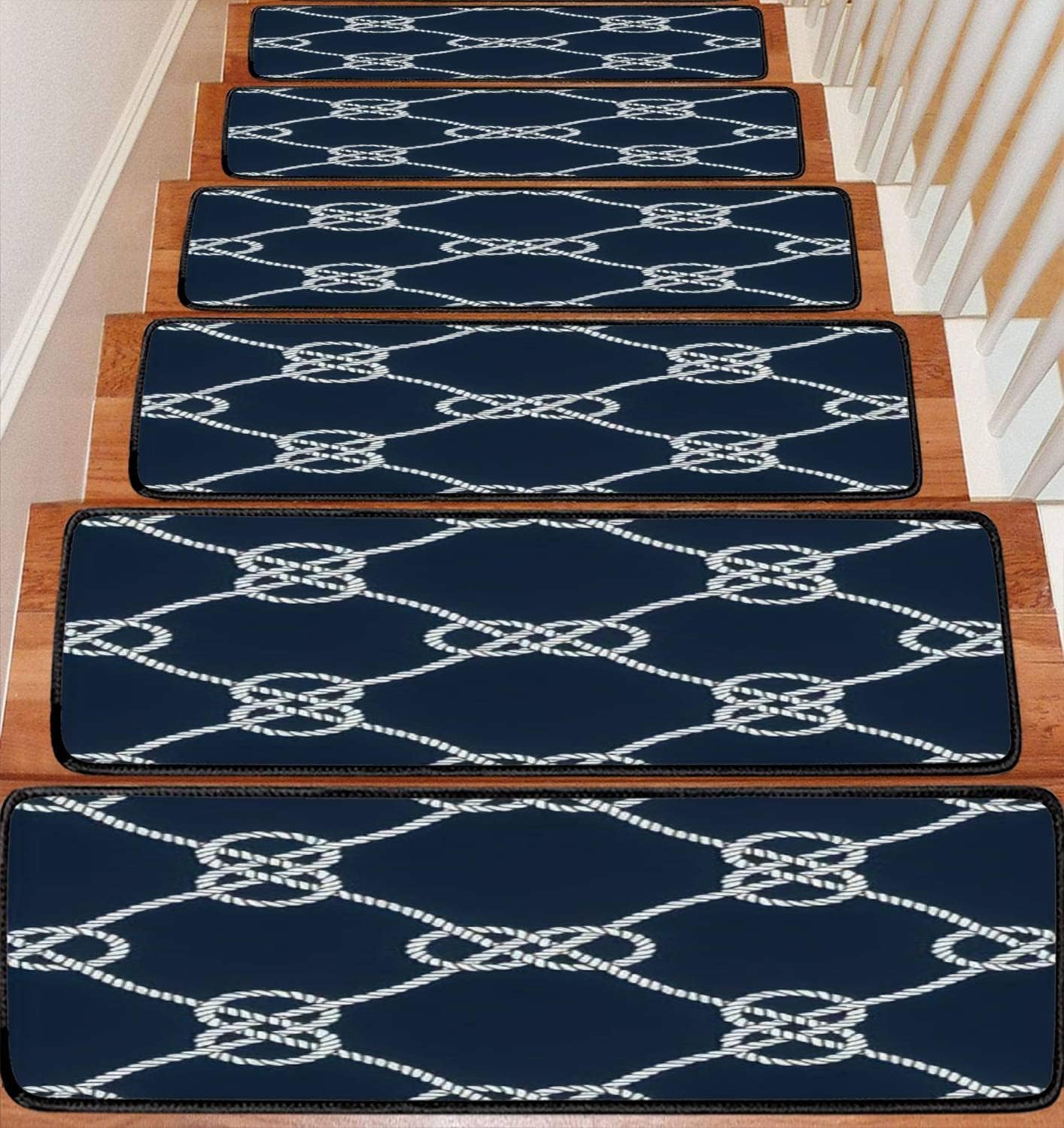Stair Treads Carpet Set of 13 Seamless Nautical Rope