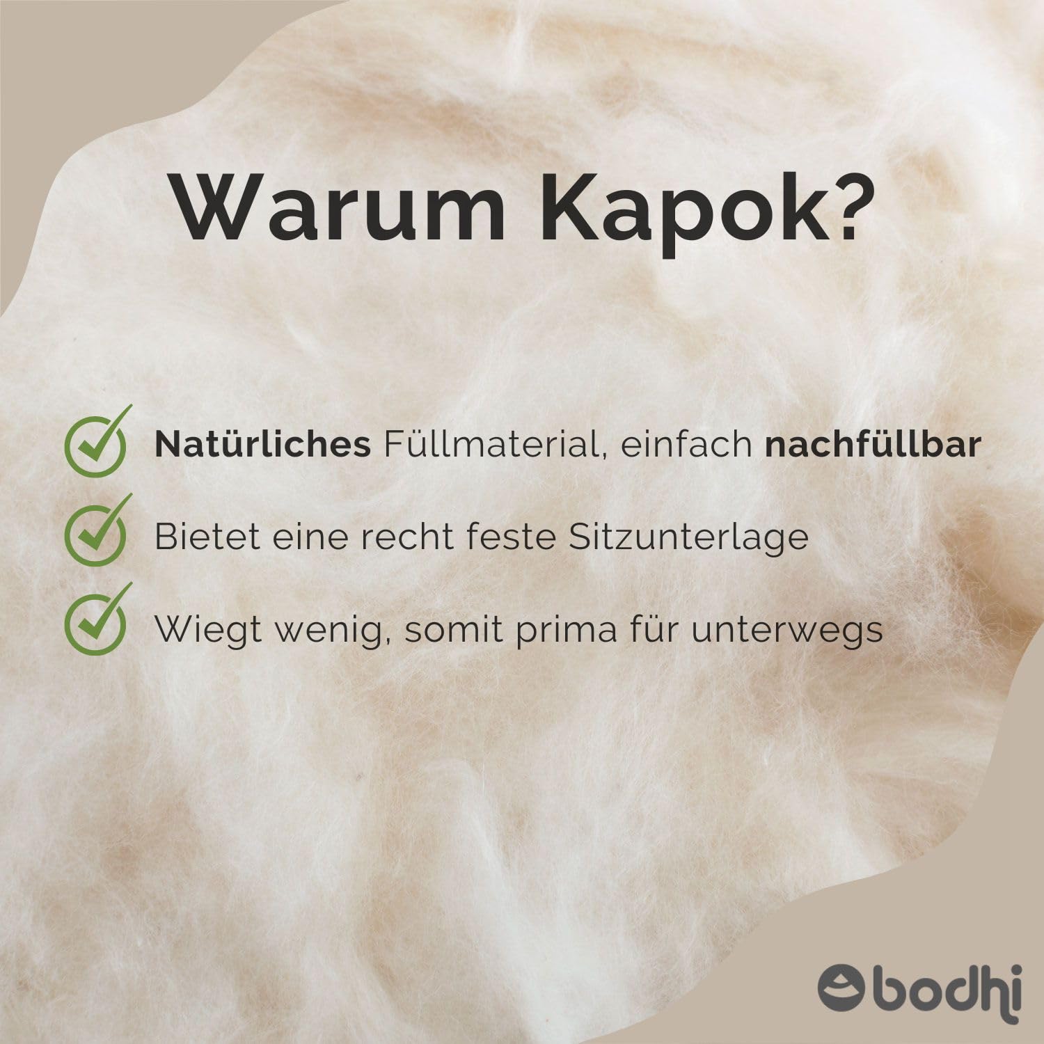 Bodhi Yoga Bolster Ø 22 cm | Maharaja Collection | Yogabolster aus 100% Baumwolle | Yogarolle mit Kapokfasern | Yogakissen für Restorative & Yin Yoga