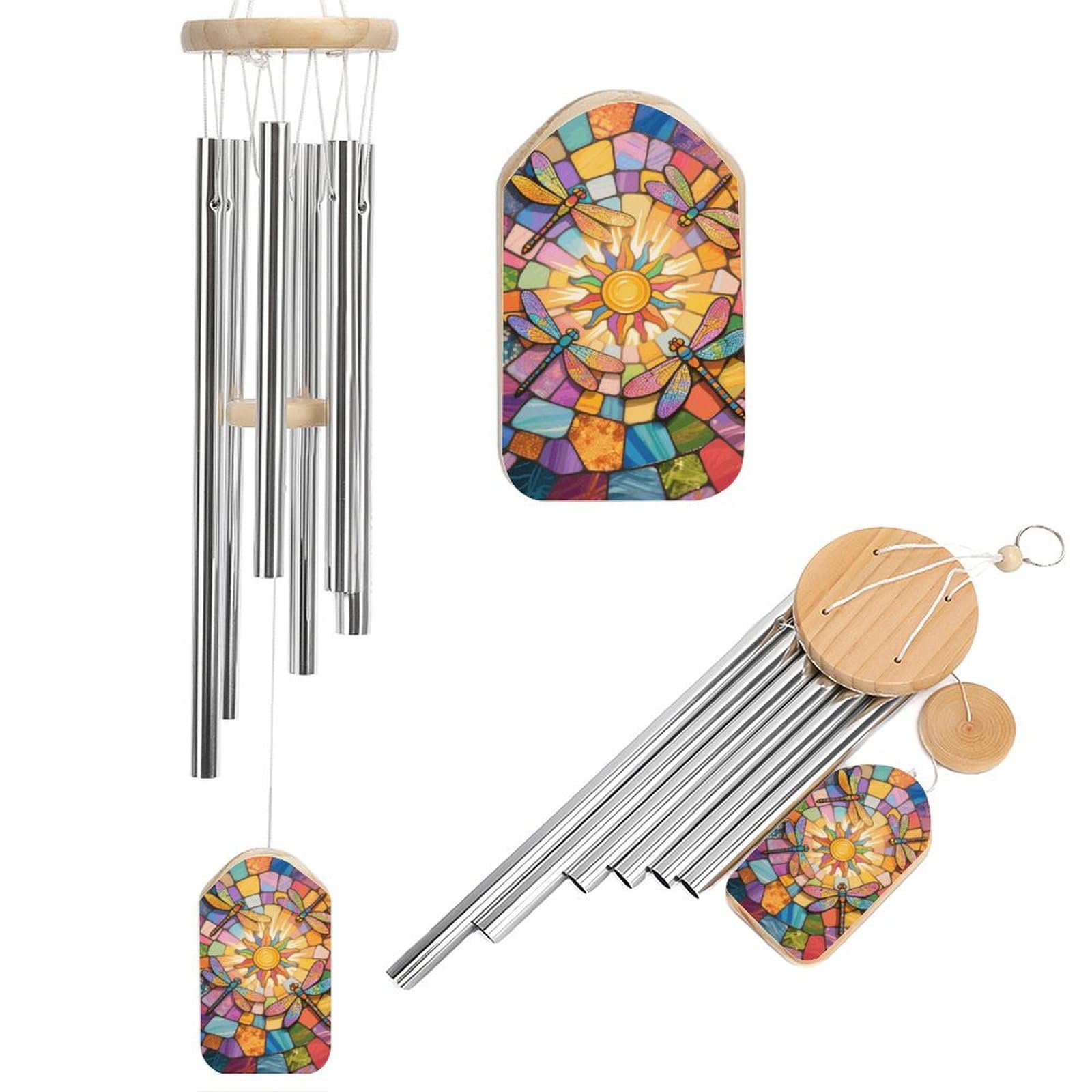 Stained Glass Dragonfly Wind Chimes for Outdoor Large Deep Tone Aluminium Wind Chimes Soothing Melodic Sound 20.5" Hanging Metal Windchimes Outdoors Decor for Patio Porch Yard