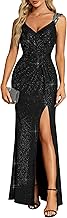 Ever-Pretty Women's Formal Wedding Guest Dresses V-Neck Stretchy Glitter Bodycon Sleeveless High Split Sexy Prom Dress