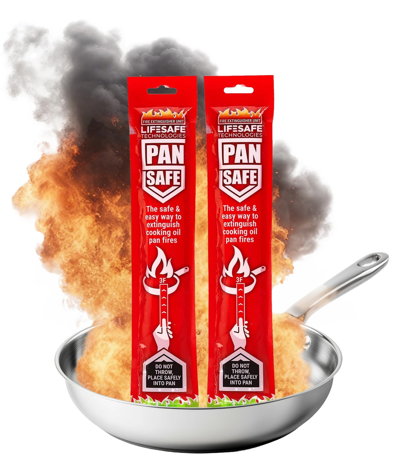 PanSafe Fire Extinguisher by LifeSafe Technologies | Non-Toxic, Non-Hazardous & Eco-Friendly Fire Safety Device Made Specifically to Extinguish