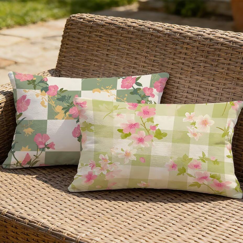 Housses de coussin de jardin texture lin haut de gamme 40x80cm vert sauge
