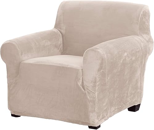 Miniatura 9 de Funda protectora que se ajusta a la forma del mueble, antideslizante, elegante, material suave de terciopelo afelpado funda de sofá sin tirantes de