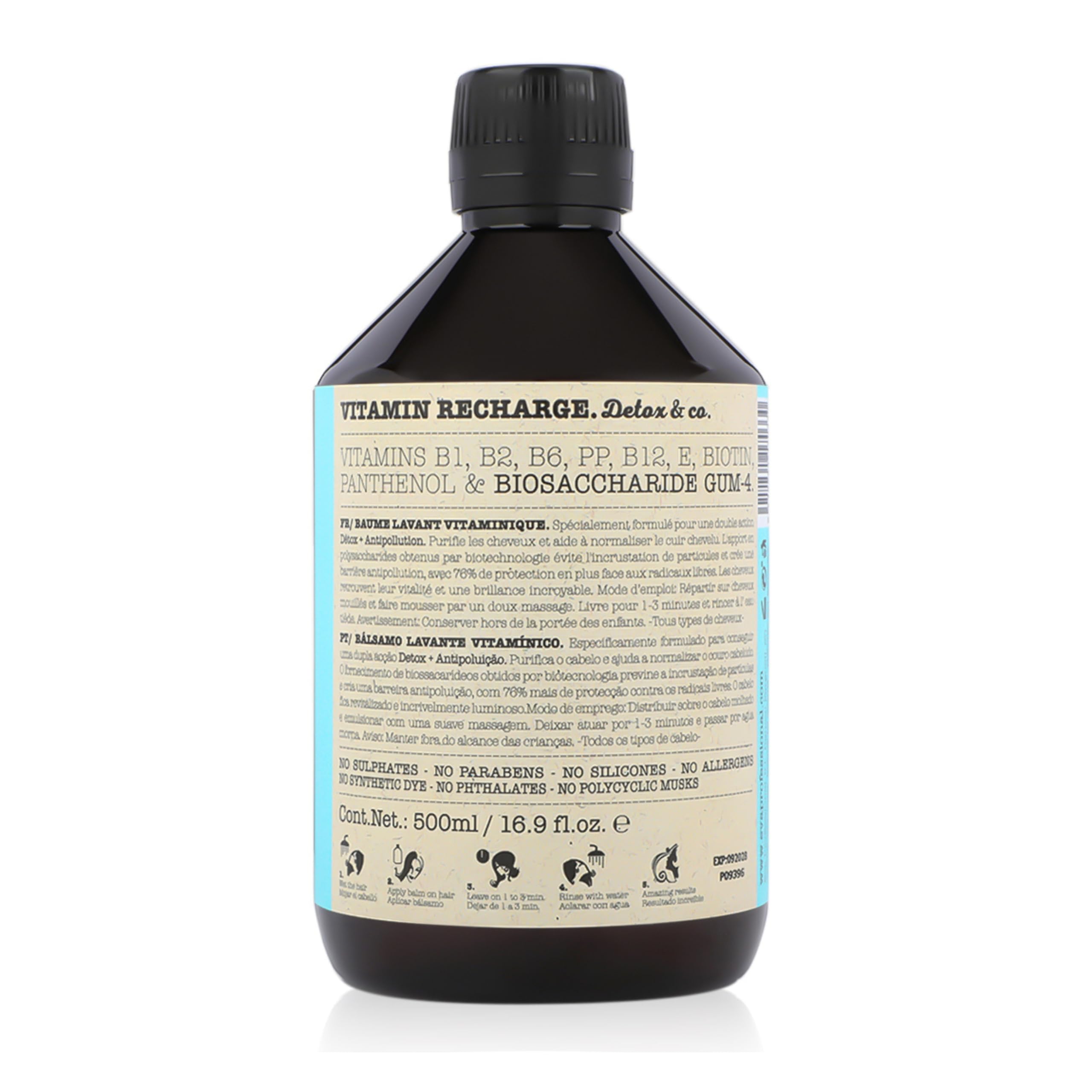 Eva Professional SHAMPOO Vitamin Detox Recharge 500ML - without Sulphate, Parabens, Silicone, Allergens