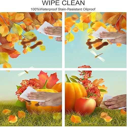 Miniatura 3 de SongYi Mantel ajustable cuadrado de Acción de Gracias, decoración de otoño para el hogar, mantel elástico impermeable con estampado de calabaza de