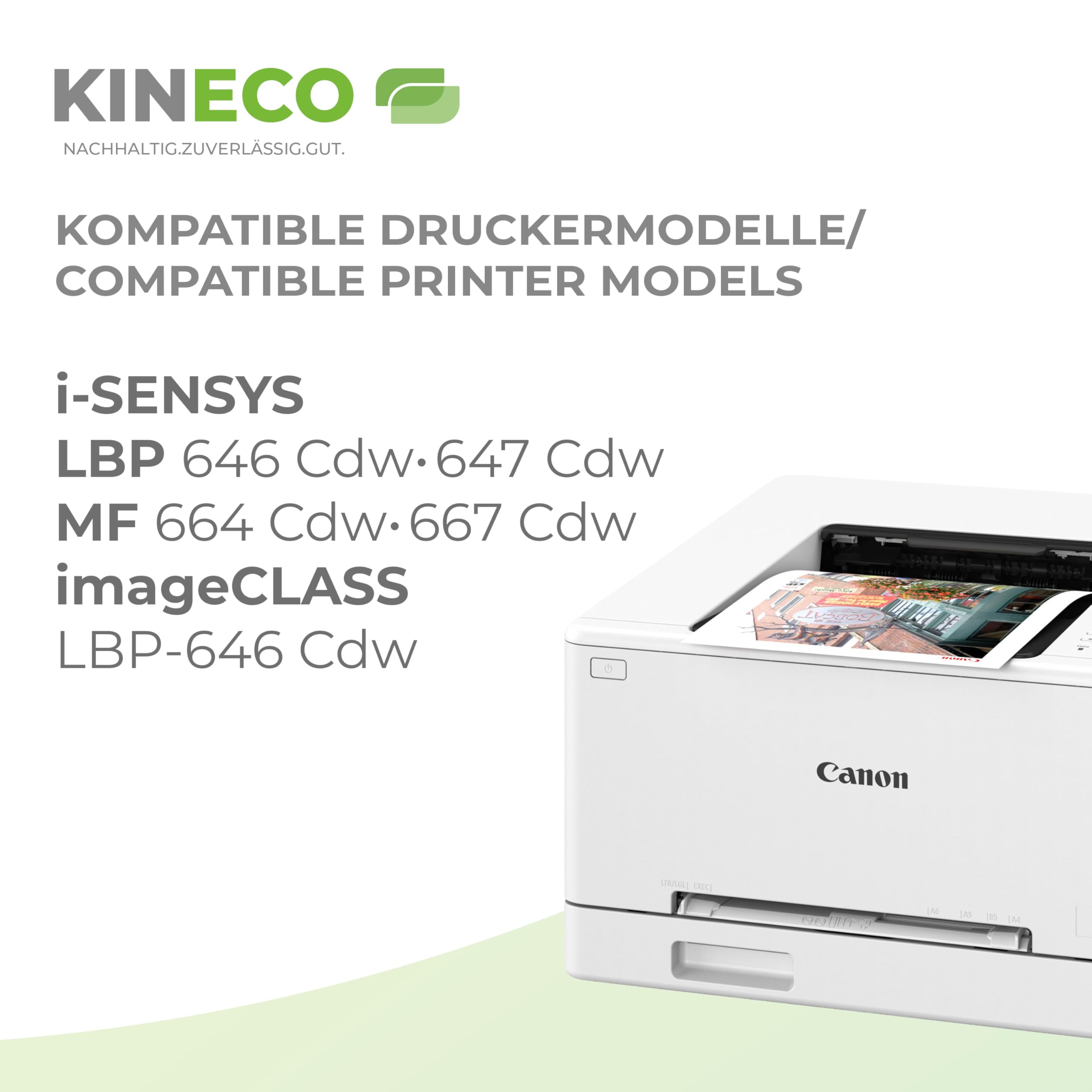 Kineco Juego de 4 tóneres compatibles con Canon Cartridge 075 BK/C/M/Y | Compatible con Canon i-SENSYS LBP-640 Series, LBP-646 Cdw, LBP-647 Cdw, MF 660 Series, MF 664 Cdw y MF 667 Cdw