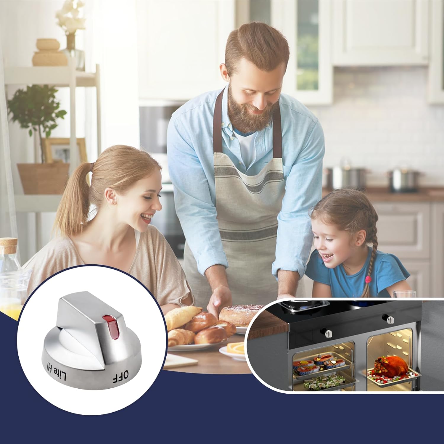 DG94-03500A Stove/Oven Knob Replacement for Samsung Electric Stove Knob,Compatibility with DG94-03500V DG94-03500W DG94-03500Y DG94-03500Z Range Knobs (5)