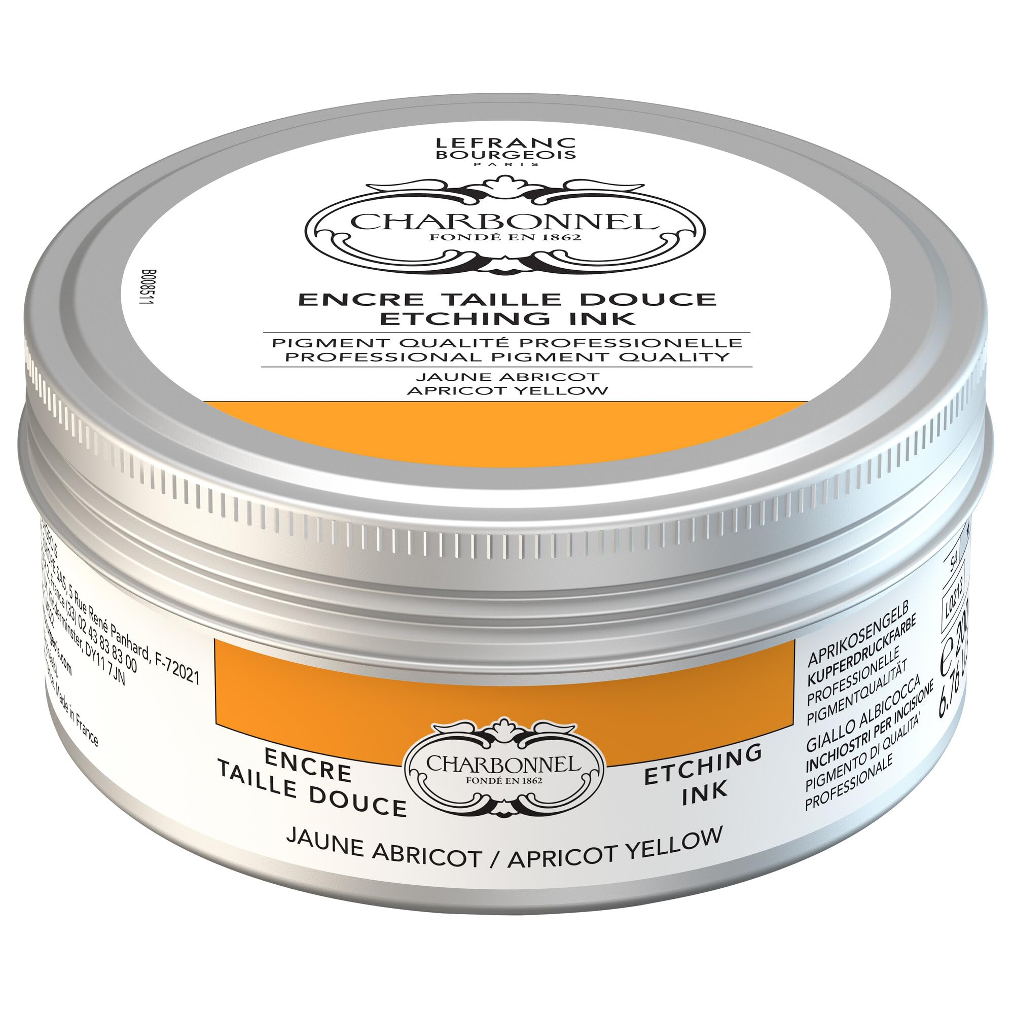 Charbonnel Copper Printing Colours, Highly Pigmented Jet Printing Ink, Excellent Lightfastness, Vegan, Vibrant Colours, Ageing Resistant, 200 ml Pot - Apric