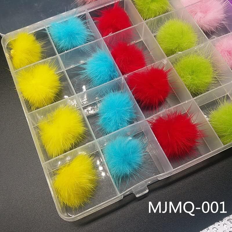 Summer 24Pcs/Box Nail Pom Pom Magnetic Nail Art Decoration Kit 24 Color Can Be Reused for Cleaning Fluffy Plush Ball - (Color: MJMQ-001)