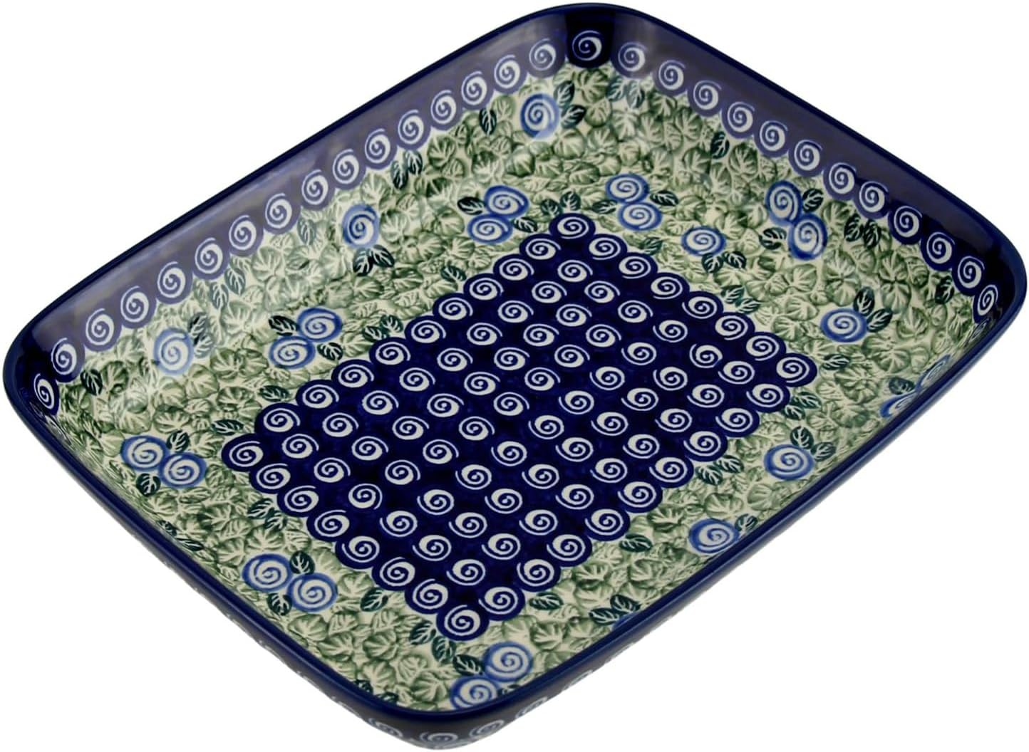 Polish Pottery Market Rectangular Baking Dish 10 x 8" Hand Made by Zaklady Boleslawiec Poland, Oven Safe, Dishwasher Safe