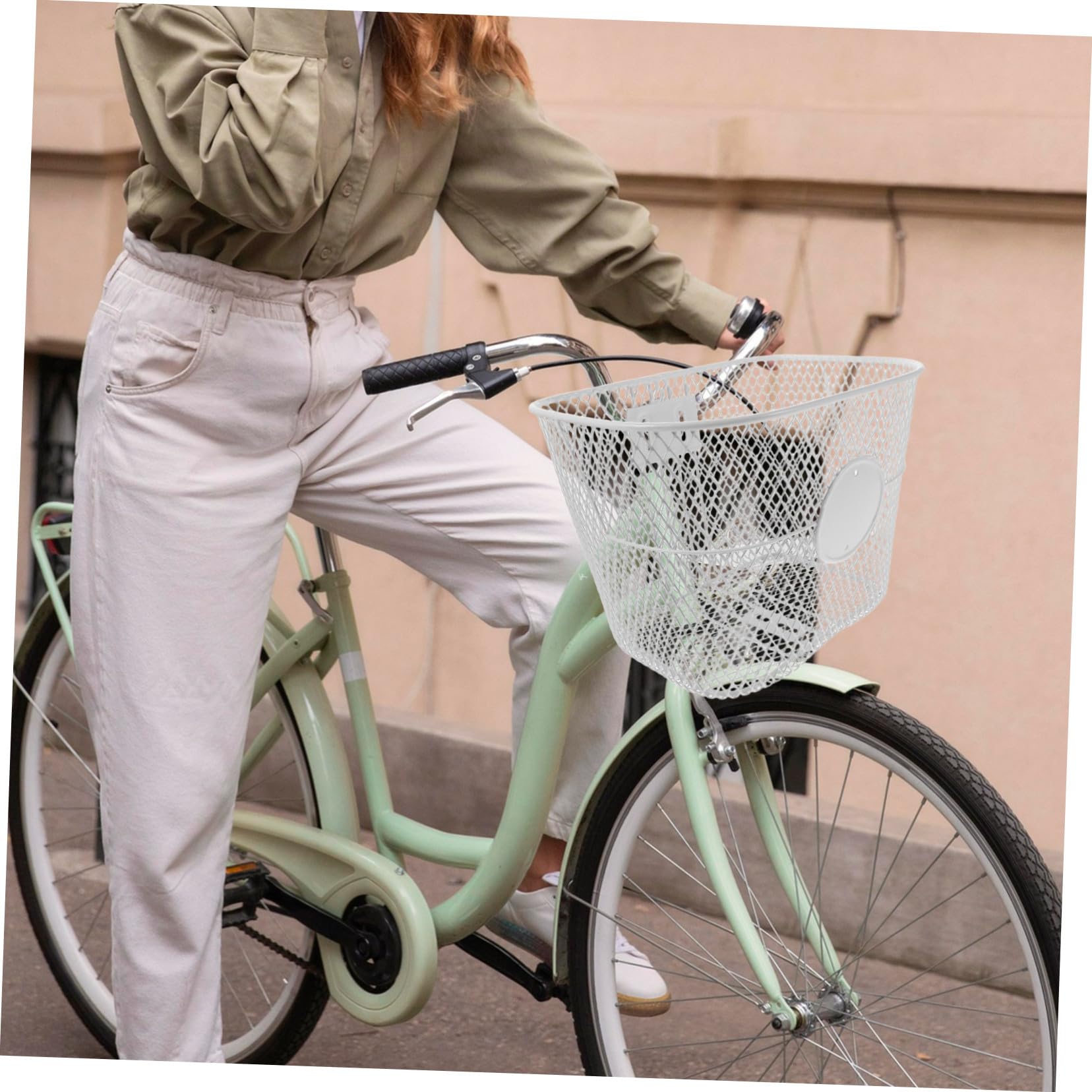 BELLIFFY Fahrradkorb Vorne Weiß Metallnetz Vintage Design Atmungsaktiv für Erwachsene und Praktische Fronttasche für Schule und Alltag Sport & Freizeit