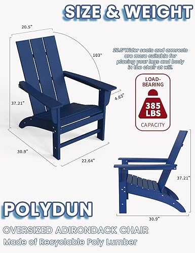 Miniatura 2 de Silla Adirondack moderna con textura de madera, sillas de patio de madera de polietileno, sillas de exterior premontadas resistentes a la intemperie