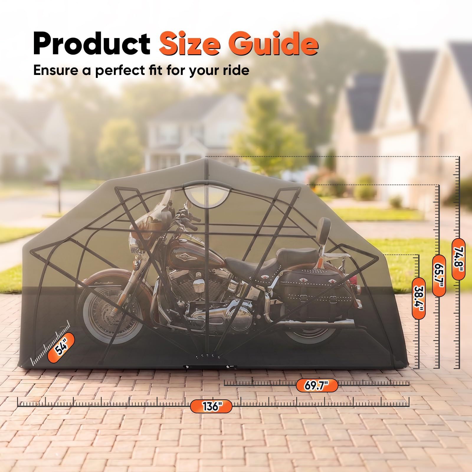Snapklik.com : Quictent 136"x 54" Motorcycle Garage Storage Pod Shelter ...