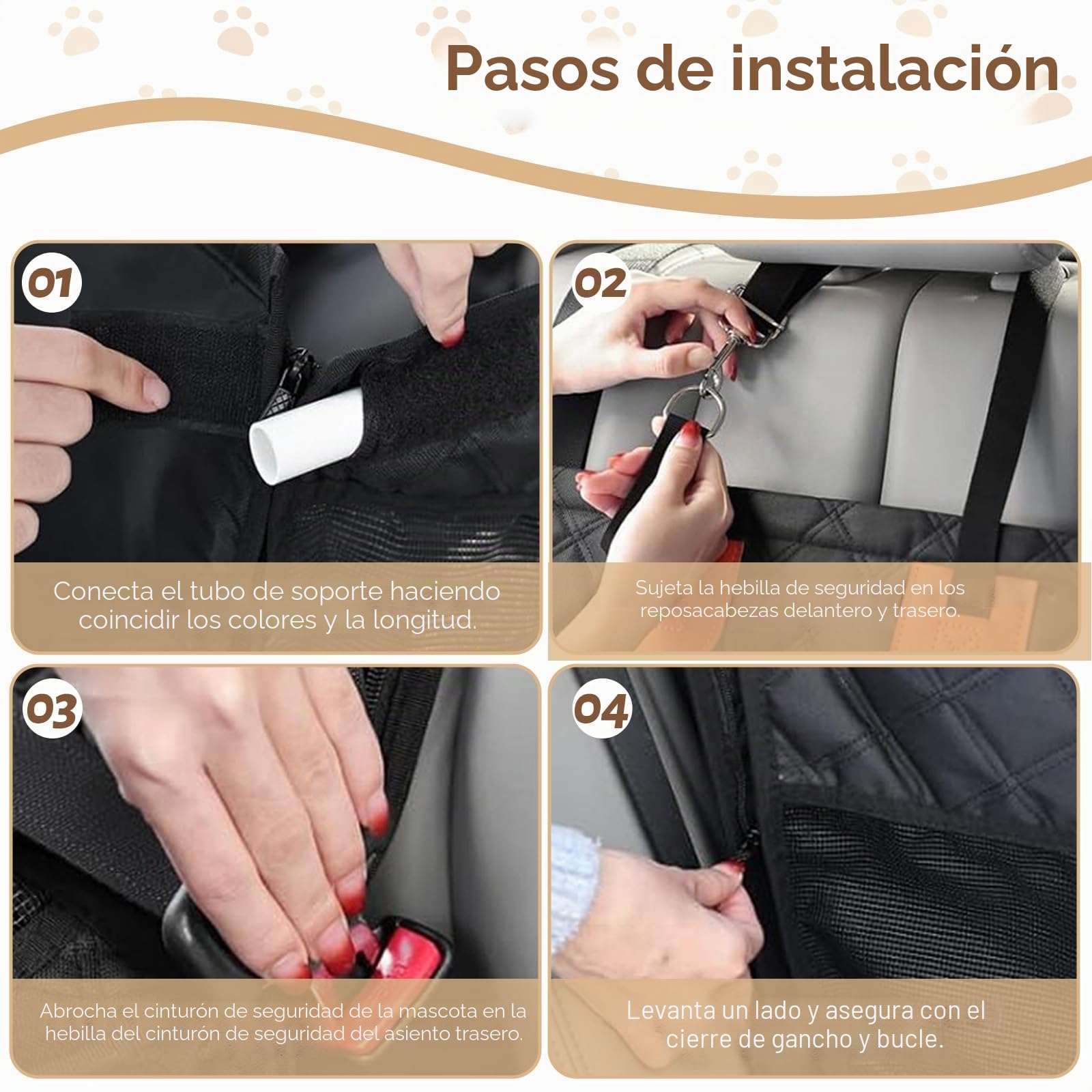 Asiento de Coche para Perros Extra Estable, Asiento de Coche para Mascotas para Perros Pequeño Mediano para Asiento Posterior, Asiento Reforzado para Perros con Correas de sujeción
