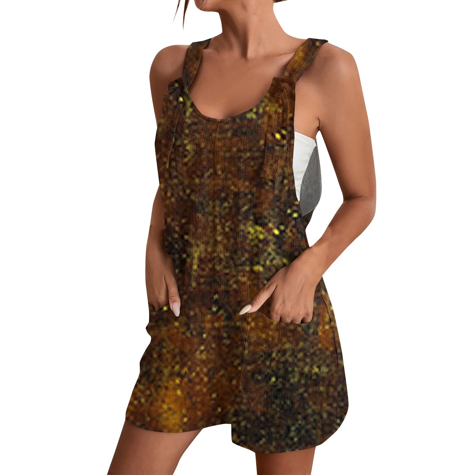 XYYYHTL Mono Mujer Verano Corto Sexy Sin Mangas Jumpsuit Mujeres Confort Mono Mujer elegante Fascinante Holgado Monos de Vestir Mujer Monos Mujer Verano 2024