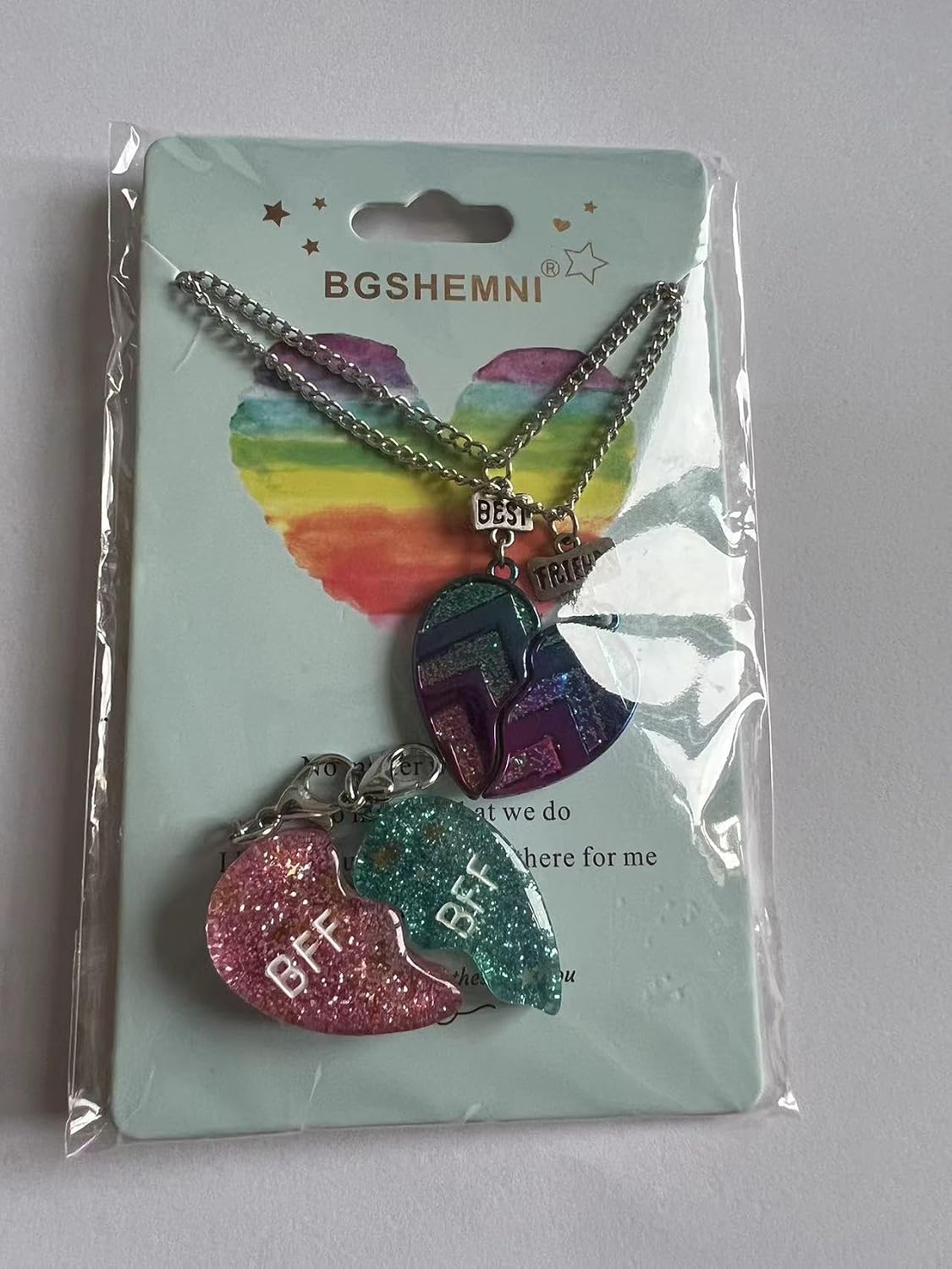 BGSHEMNI Best Friends Half Heart Pendant Necklace for Children, Kid's Best Friend Jewelry,Friendship Gift Girls BFF Necklaces-Love