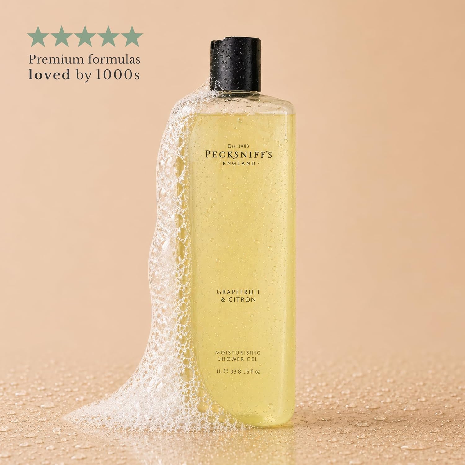 Pecksniff's Grapefruit & Citron Shower Gel - Gentle Cleanser for Sensitive Skin - Moisturizing & Hydrating - All Natural Cruelty Free Body Wash, 1000 ml / 33.80 Fl Oz