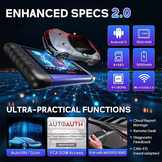 Autel IM508S Scanner Programmer Tool Full OBDII Diagnostics Code Readers Diagnostics Scan Tool Programming 3000+ Bidirectional Tests 40+ Resets Android 11 FCA AutoAuth 4/64G