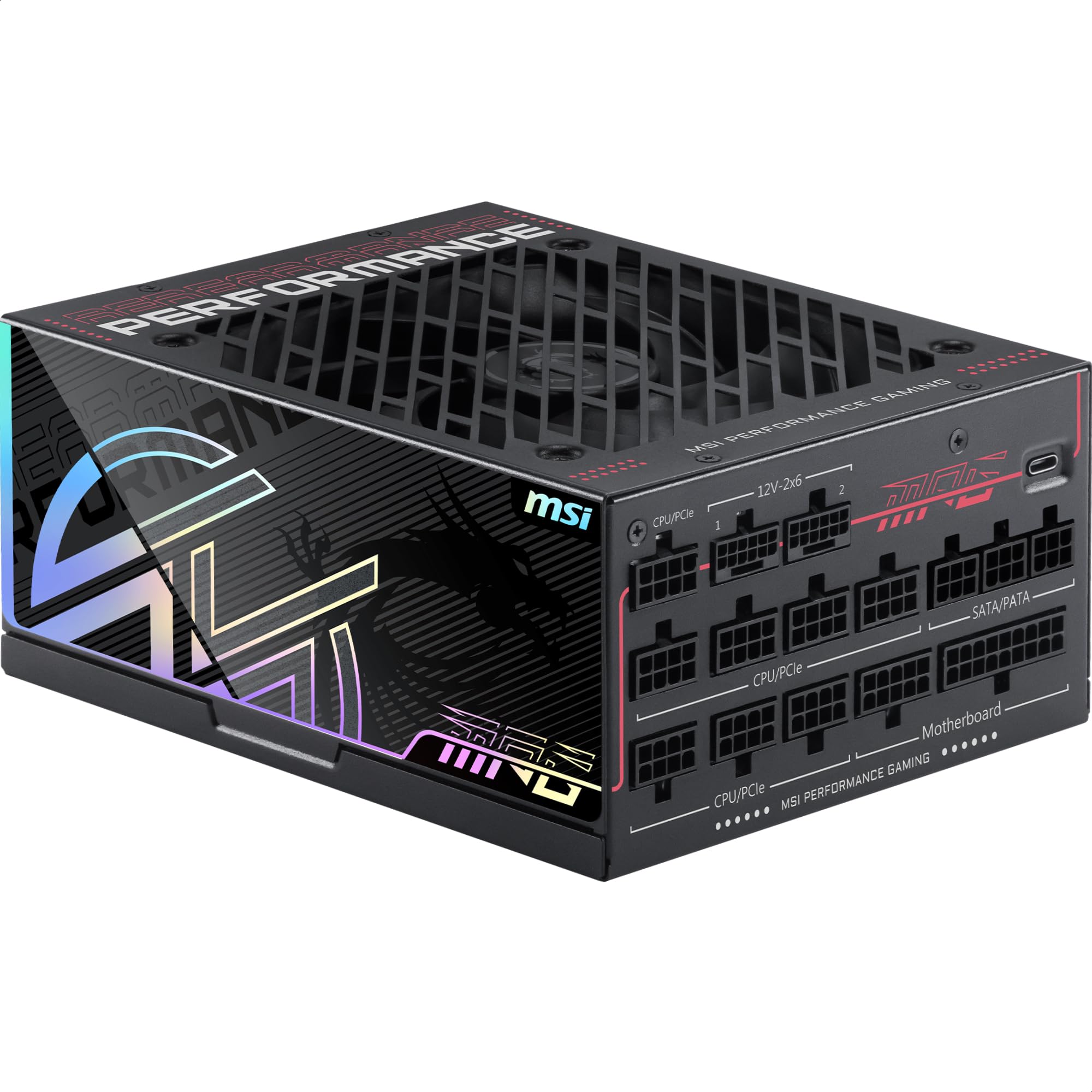 MSI MPG Ai1300TS PCIE5, Alimentation de Jeu entièrement modulaire 1300 W, 80 + Titane, Double câbles 12 V-2 x 6, GPU Safeguard+, MOSFET SiC, sécurité du Ventilateur, ATX 3.1 et PCIe 5.1, Garantie 12