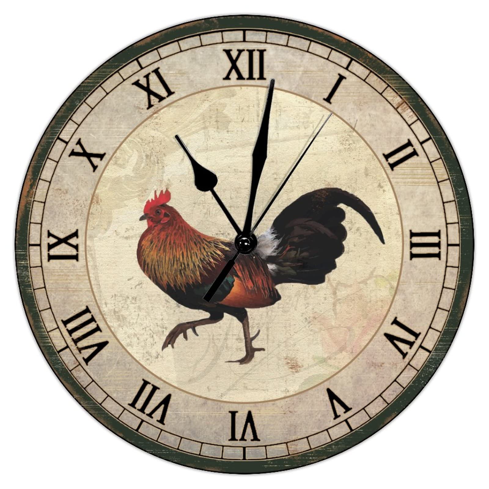 Horloge murale rétro en bois de poule colorée style campagnard 38 cm