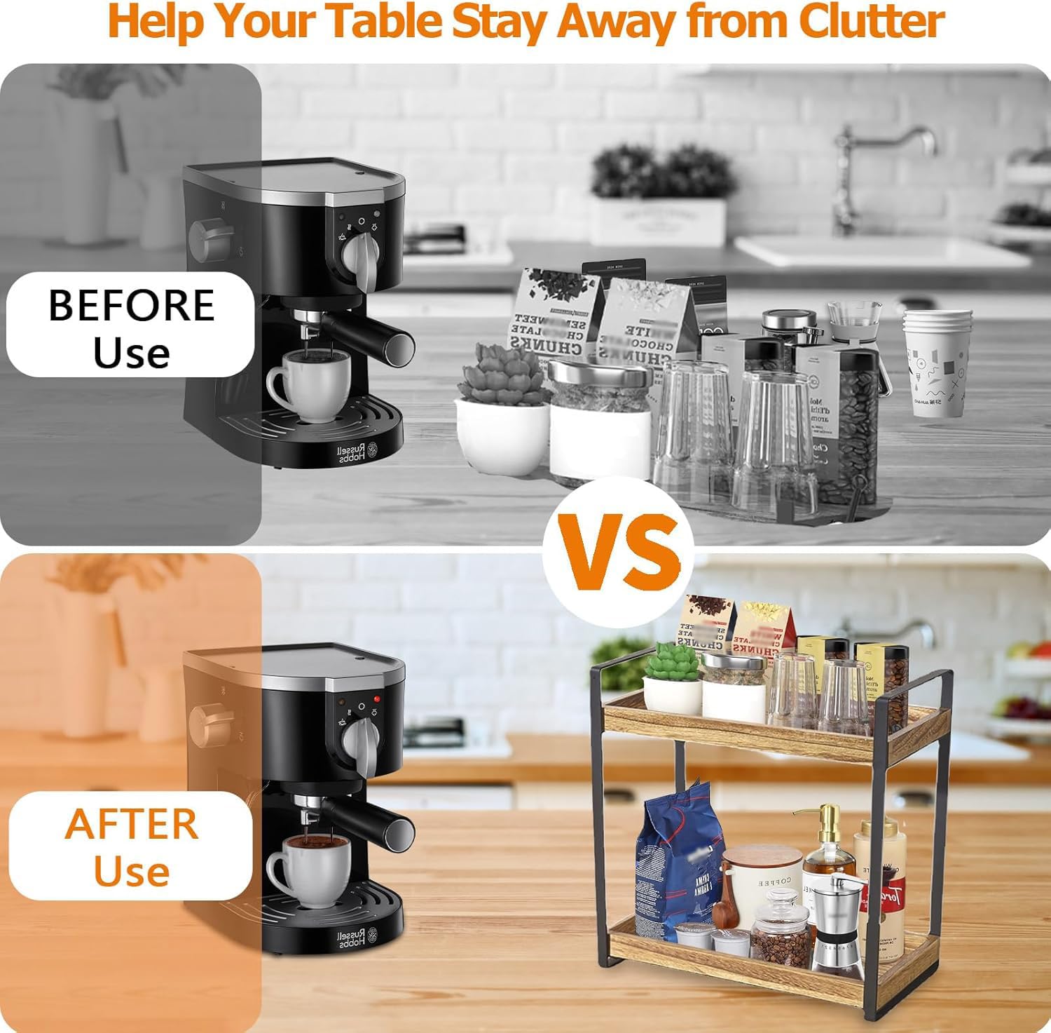 Organizer per bar in legno a 2 animali, ideale per conservare spezie da cucina, articoli da toeletta e accessori da caffè per piani d'ufficio