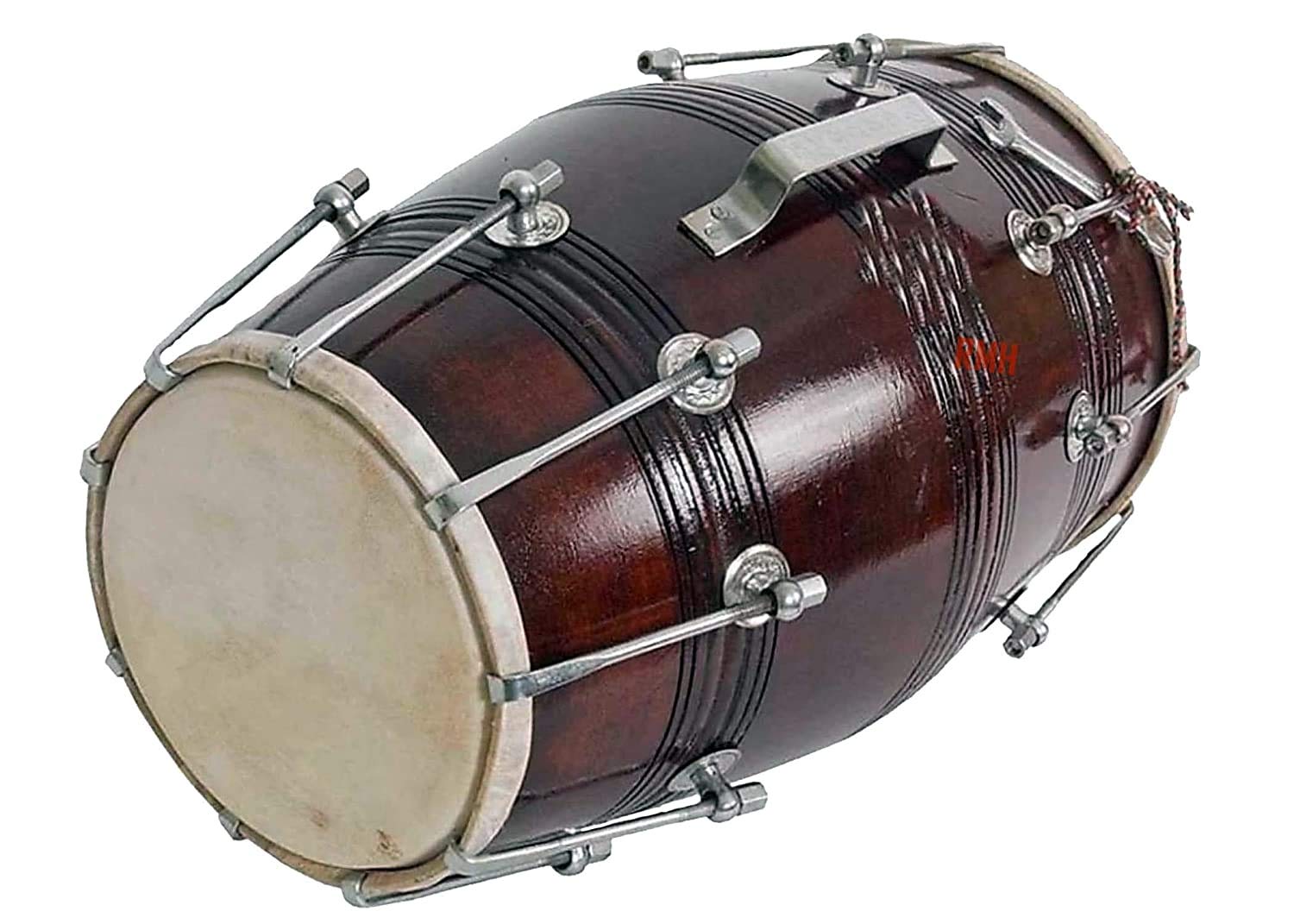 Huge Basket 1111 – Instrument de musique en bois Dholak écrous et boulons avec sac Motif 1 (marron)