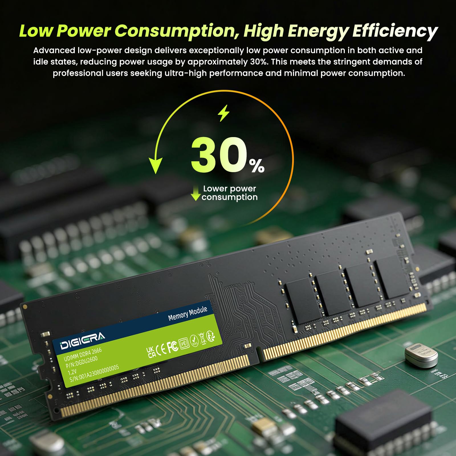 8GB DDR4 2666 MHz DIGIERA DU260 UDIMM Desktop RAM 288-Pin, 1,2 V, CL19, Non-ECC Speichermodul