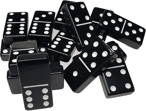 Omura Games | Acrylic Double 6 Jumbo Dominoes Set | Color Onyx
