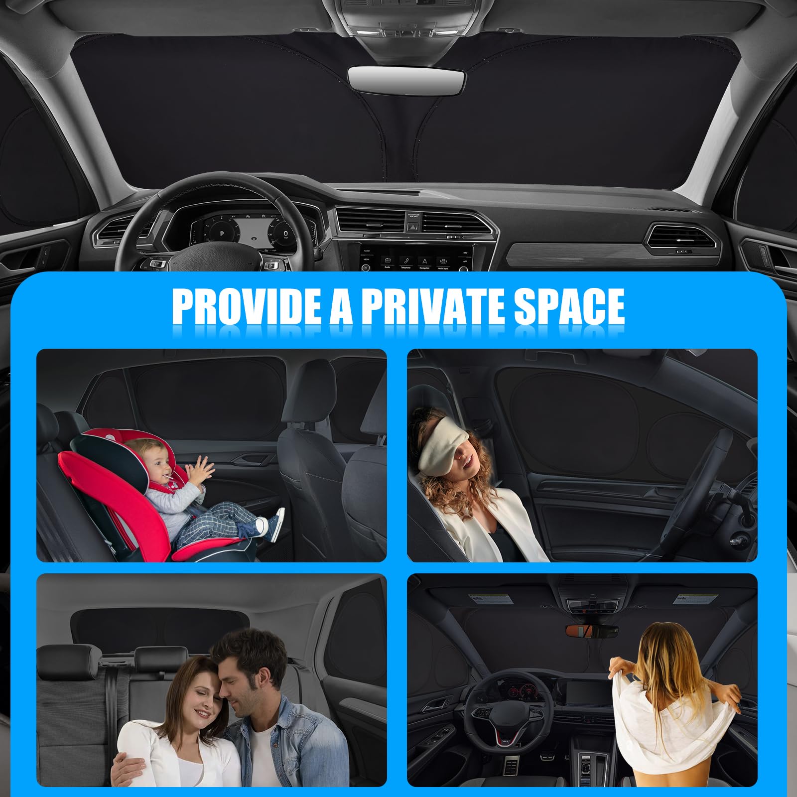 Parasole per VW Tiguan II 2016-2024 Parabrezza Pieghevole (8 Pezzi)