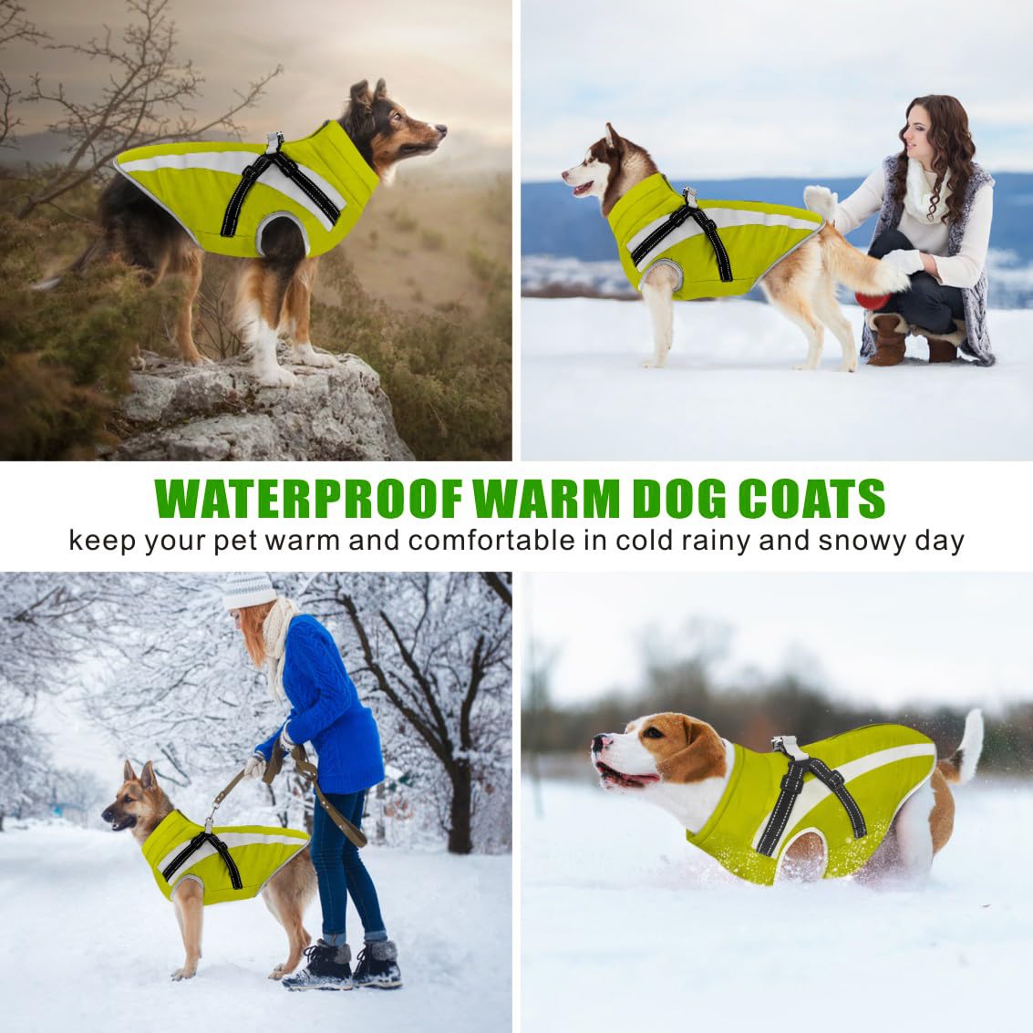 Oslueidy Impermeabile Cane Cappotto con Harness,Inverno Giacca Calda Antivento Pet cappottino Cane Giacche per Cani di piccola taglia media XL-6XL