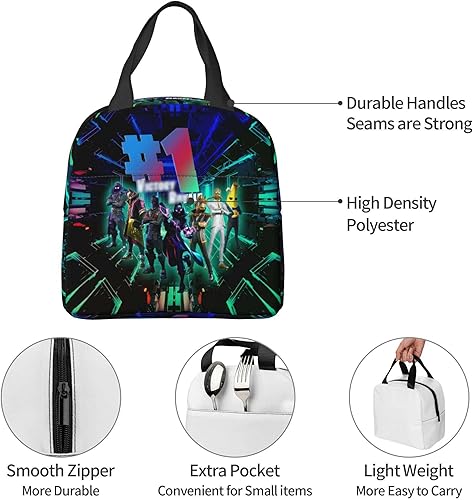 Miniatura 5 de fdcvjor Bolsa de almuerzo de anime a la moda, bolsas de almuerzo aisladas para hombres, niños, mujeres, adultos, bolsa de almuerzo reutilizable para