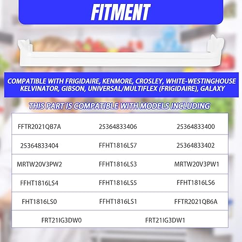 Miniatura 2 de ECOTRIC 240534901 AP3214630 PS734935 Estante de repuesto para puerta de refrigerador, estante de riel de barra compatible con Kenmore Frigidaire,
